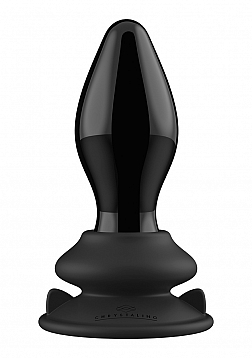 Stretchy - Glass Vibrator - With Suction Cup and Remote - Rechargeable - 10 Speed - Black